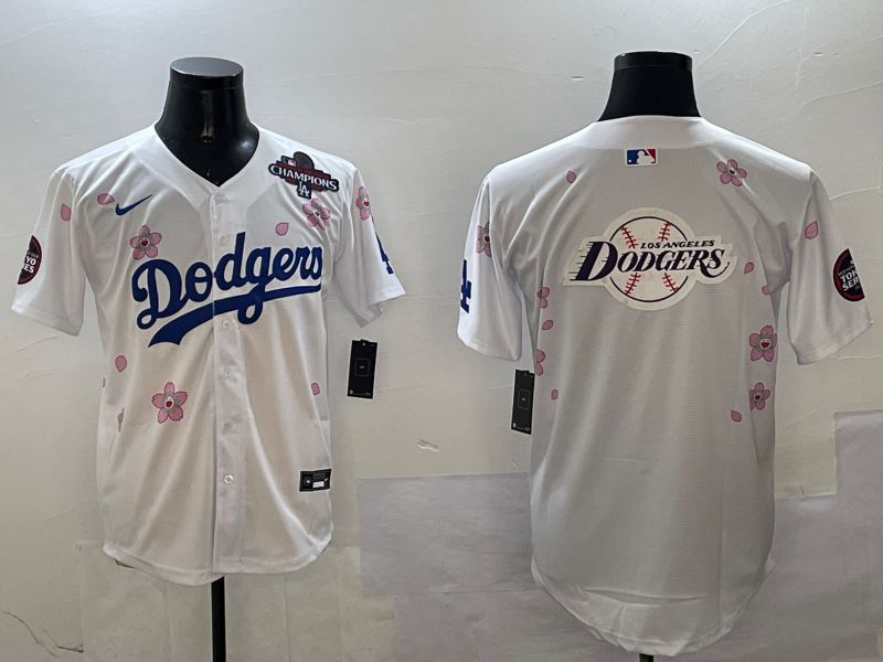 Men Los Angeles Dodgers Blank White Sakura Edition 2025 Nike MLB Jersey style 26